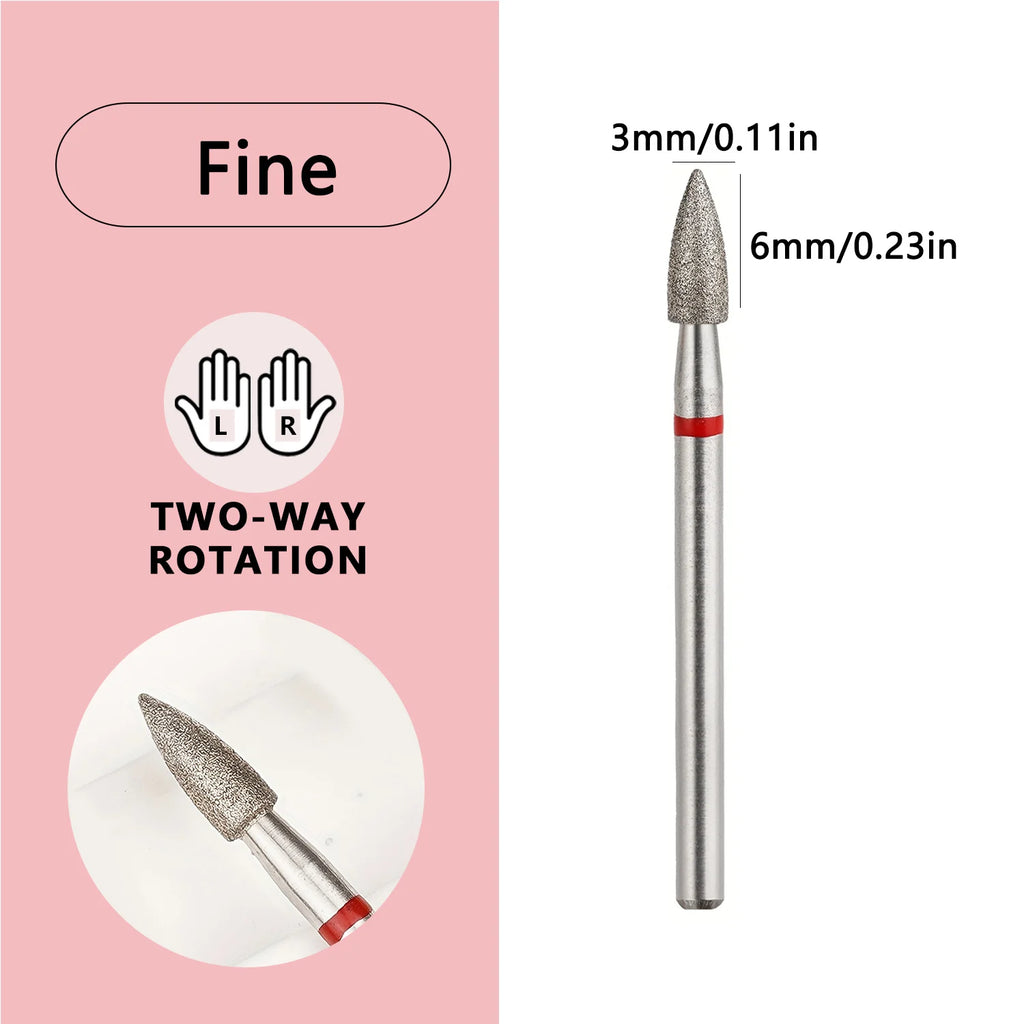 10pcs/set 3mm Cone Diamond Cuticle Bit Manicure Drills Nails Accessories Tools