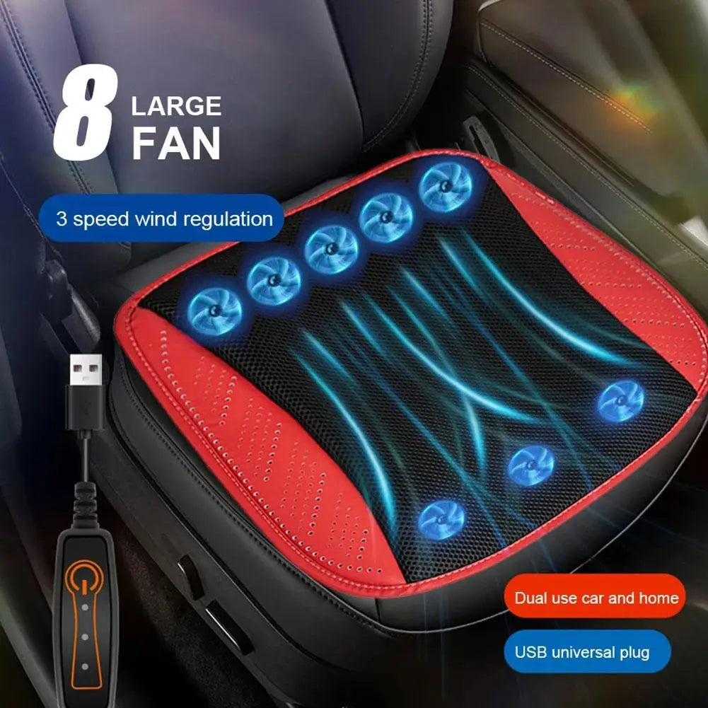 Summer Universal Car Cooling Cushion with 5/8 Fans, Three Wind Adjustment Cooled Chair Pad USB Seat Cushion Interior Accessories