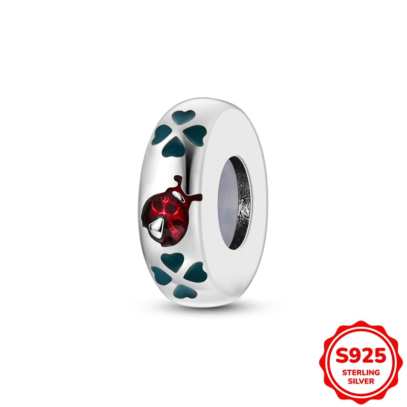 Charms Silver 925 Ladybugs and Cherry Strawberries Pendant Bead Fit 3mm Bracelet Bangle Necklace For Women Luxury Jewelry Making