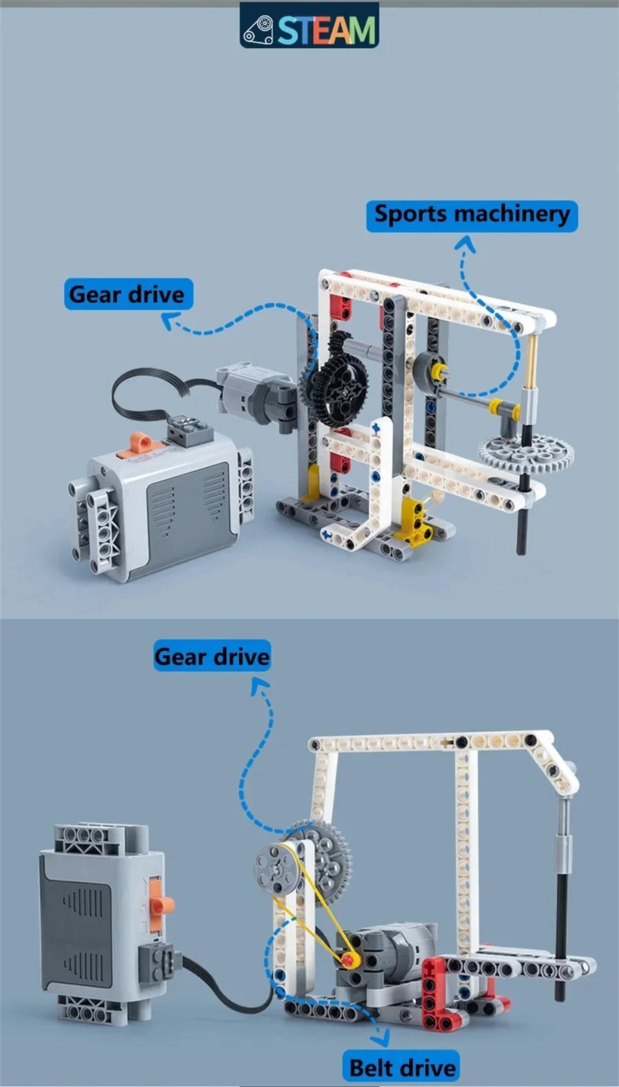[Motor+Battery Box] 9686 Technology Building Block Set Gear Transmission Principle Model Children's Puzzle Toy Building Blocks