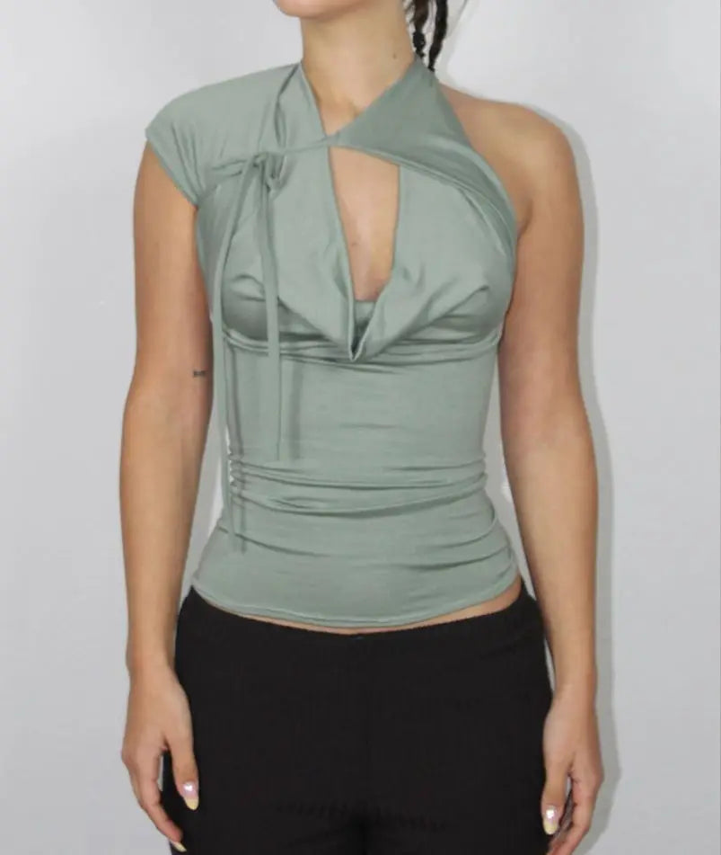 Summer Women Solid Lace Up Sexy T-shirts Chic Halter Backless Sleeveless Tank Tops Female Y2K Elasticity Cropped Young Girl Top