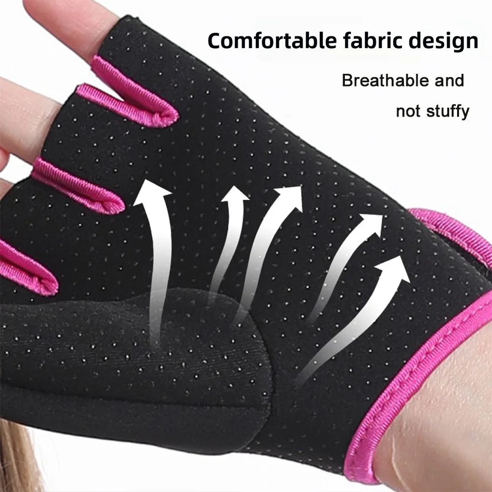 1 Pair Unisex Adjustable Sports Gloves For Autumn And Winter with Anti-slip Silicone Dots for Weightlifting Cycling Squat