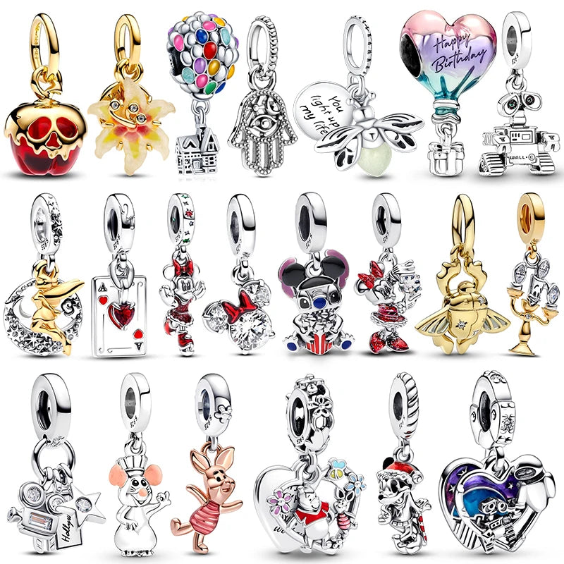 Hot Sale Charms Silver 925 Disney Pendant Beads Fits 3mm Bracelet Bangle Necklace For Women Luxury DIY Jewelry Making Fine Gifts