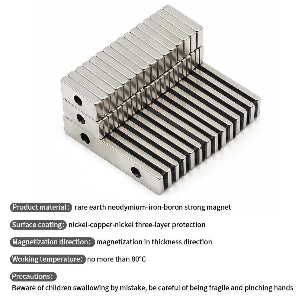 Super Strong Neodymium Magnet  N35 NdfeB Permanent Magnetic imanes Block with holes Powerful Magnets Refrigerator Magnet