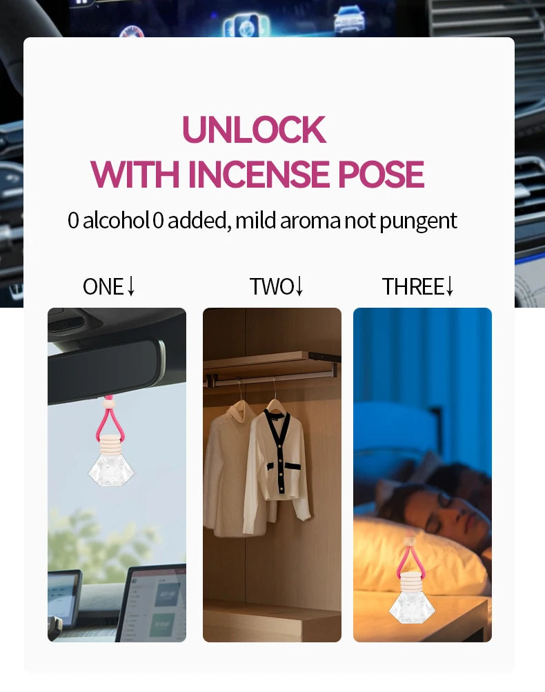 4pcs Pink car fragrance car interior accessories, perfume pendant car supplies, fresh air car fragrance
