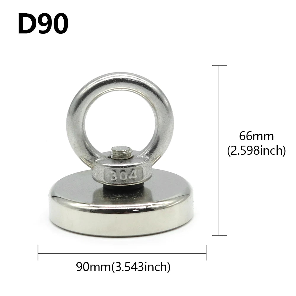 Neodymium Magnet N52 Heavy Duty Magnet with Countersunk Hole Eyebolt Salvage Searcher Magnets