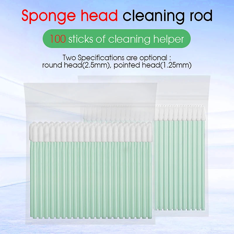 100PCS Fiber Optic Cleaning Sticks Fiber Optic Swabs For 1.25mm/2.5mm LC/SC/FC/ST Connectors Fiber Cleaning Rod FTTH Tool