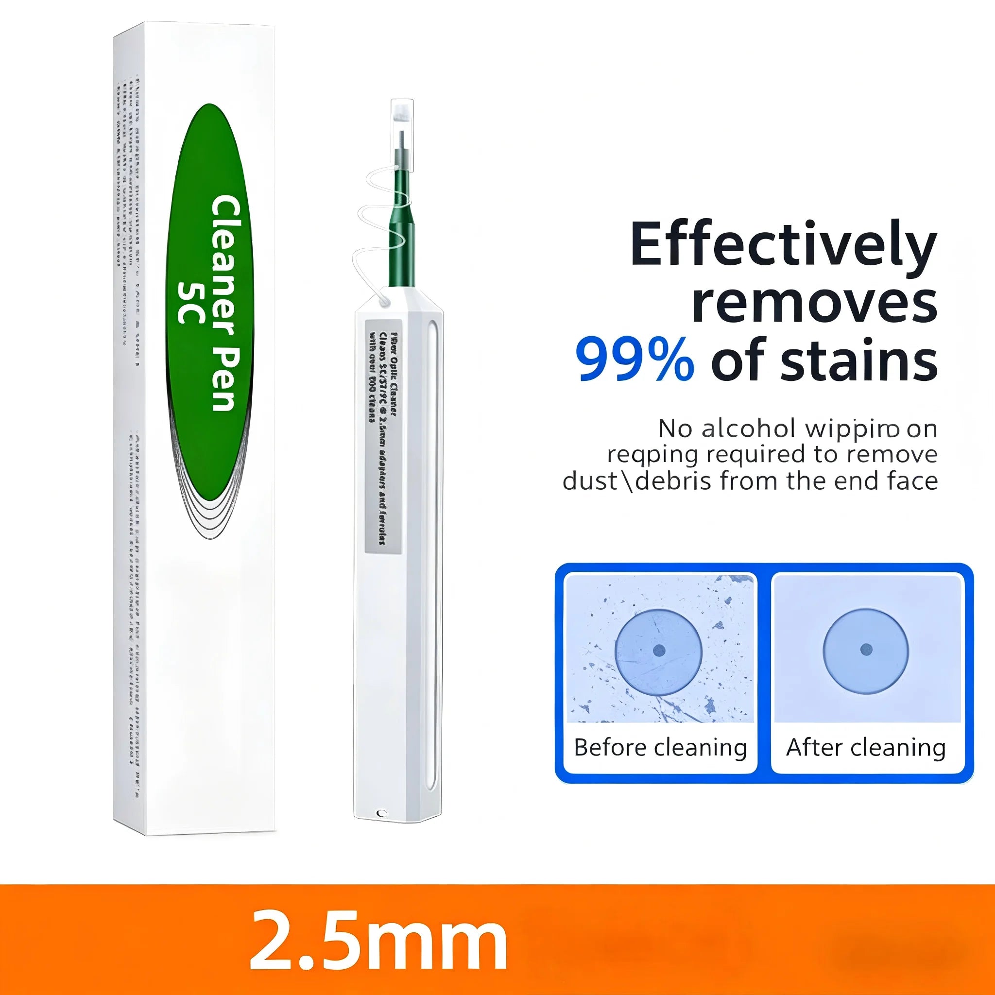 SC FC ST 2.5mm LC MU 1.25mm Fiber Optic Cleaning Pen One Click Cleaner Tool For Optical Connector