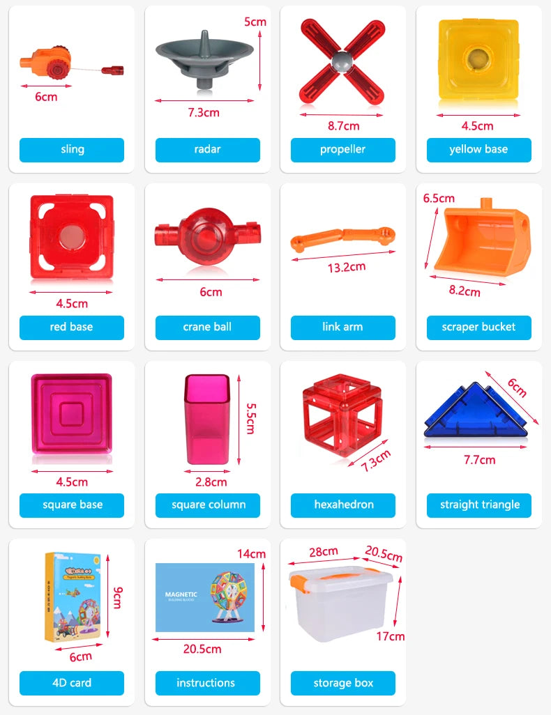 large Magnetic tiles Designer Magnet Building Blocks Accessories Educational Constructor Toys For Children Kids Girls Set Gift