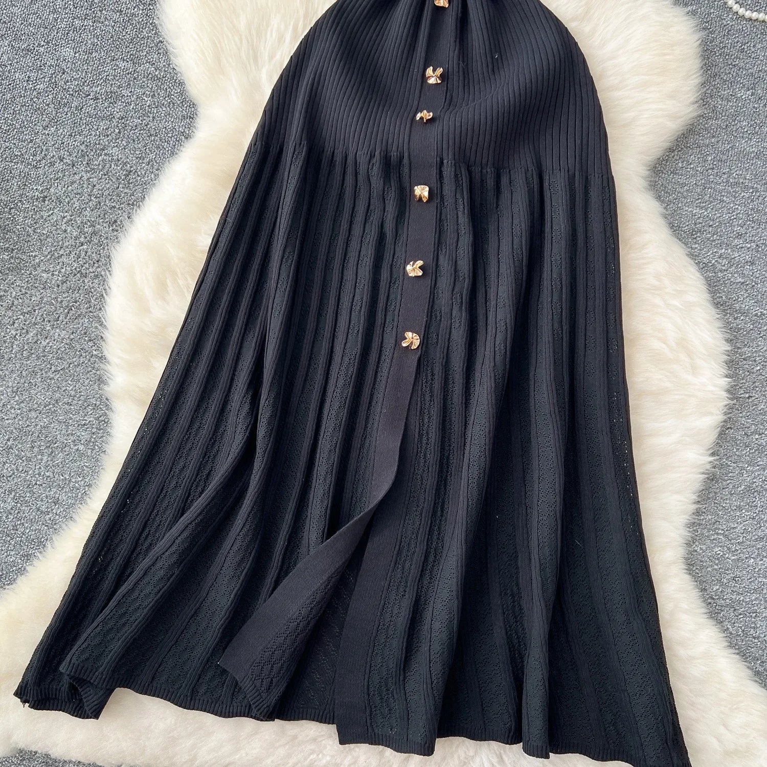 YuooMuoo Chic Fashion Elegant Patchwork Knitted Maxi Dress 2025 Summer Lady Turn-down Collar Shirt Sweater Dress Party Vestidos