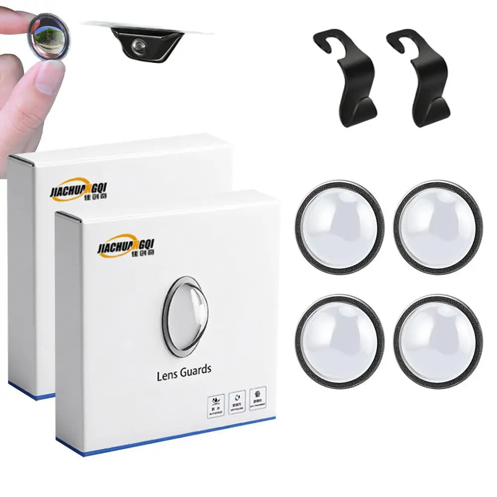 4pcs Car Camera Protective Cover With 2pcs Car Hooks Front Bumper Camera Anti-Scratch Shield Lens Guard PC Protective Cover Kits
