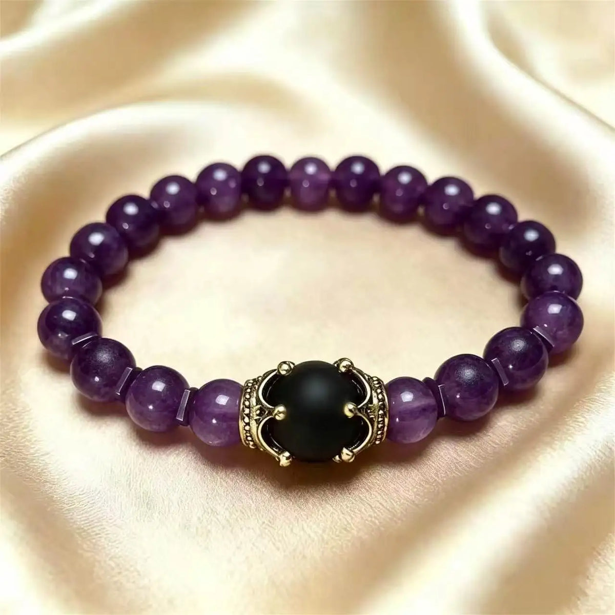 Men's Stylish Natural Stone Bracelet Vintage Crown Symbol of Power Hematite Beads Gift for Friends Natural Tiger Eye beads
