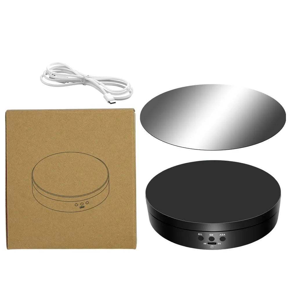 Electric Rotating Base Display Stand 3 Speeds 360 Degree Turntable Jewelry Holder USB/Battery Powered Rotating Tray