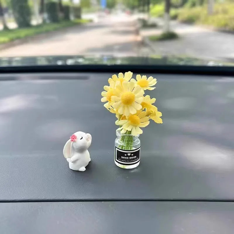 Car'S Mounted Bunny Smelling Floral Fragrance Healing Ornament Console Romantic Fantastic  Auto Center Ornaments