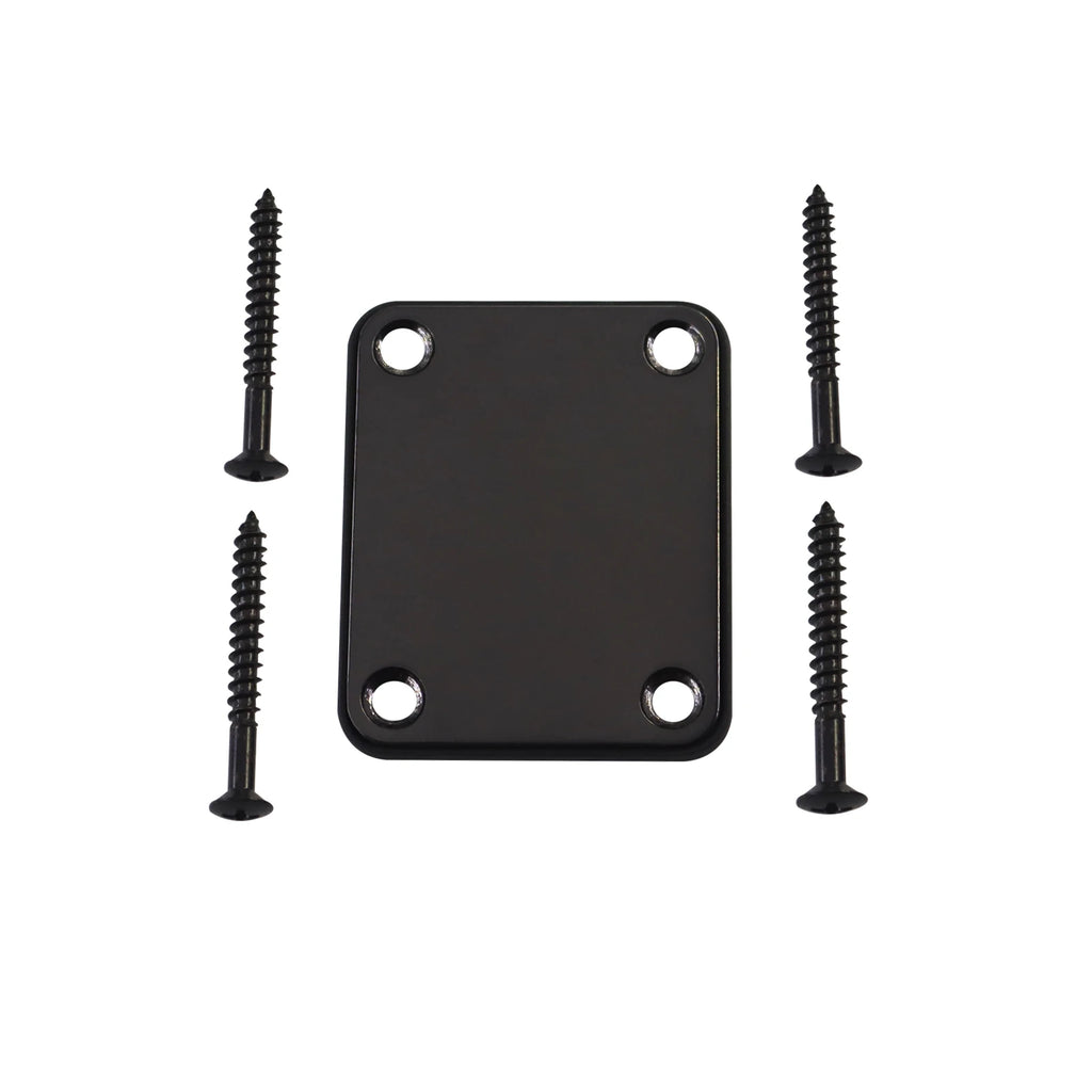 1Set  Bass Guitar Neck Plate,Electric Guitar Neck Joint Connecting Strengthen Plate with Plastic Back Plate & Mounting Screws