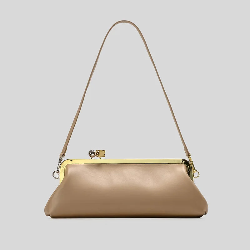 Fashion Long Clutch Bag for Women Luxury Designer Kiss Lock Women Shoulder Bags Elegant Party Purses Trend Underarm Bag 2025