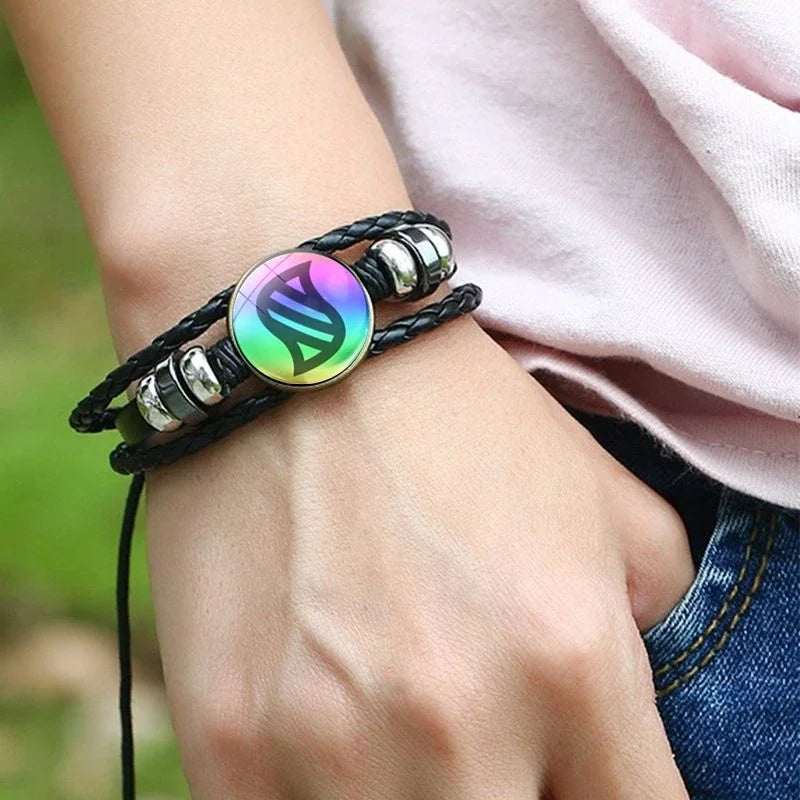 Japanese Anime Monsters Bracelet Glass Circular Pocsket Jewelry Leather Bracelet for Women and Children