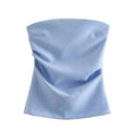 MUJER off Shoulder Crop Top Woman Ruched Backless Tube Top Women Summer Corset Top Female Sexy Tanks Camis Tops for Women 2025