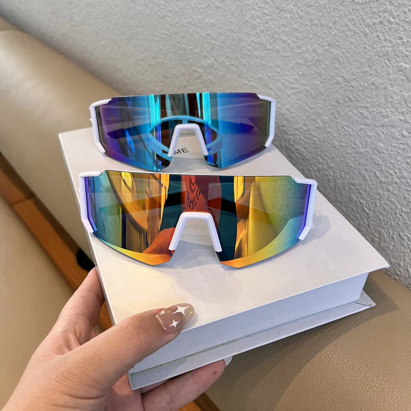 Hiking 2pcs Cycling Anti Light Glasses Men Women UV400 Sandproof Eye Protector Shades Outdoor Sports Goggle Anti Radiation Lens