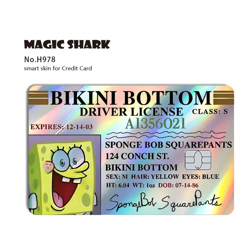Magic Shark 2026 New Arrival Funny Cute Cartoon Holographic Sticker Laser Film Shinny Skin for Debit Credit Bank Card