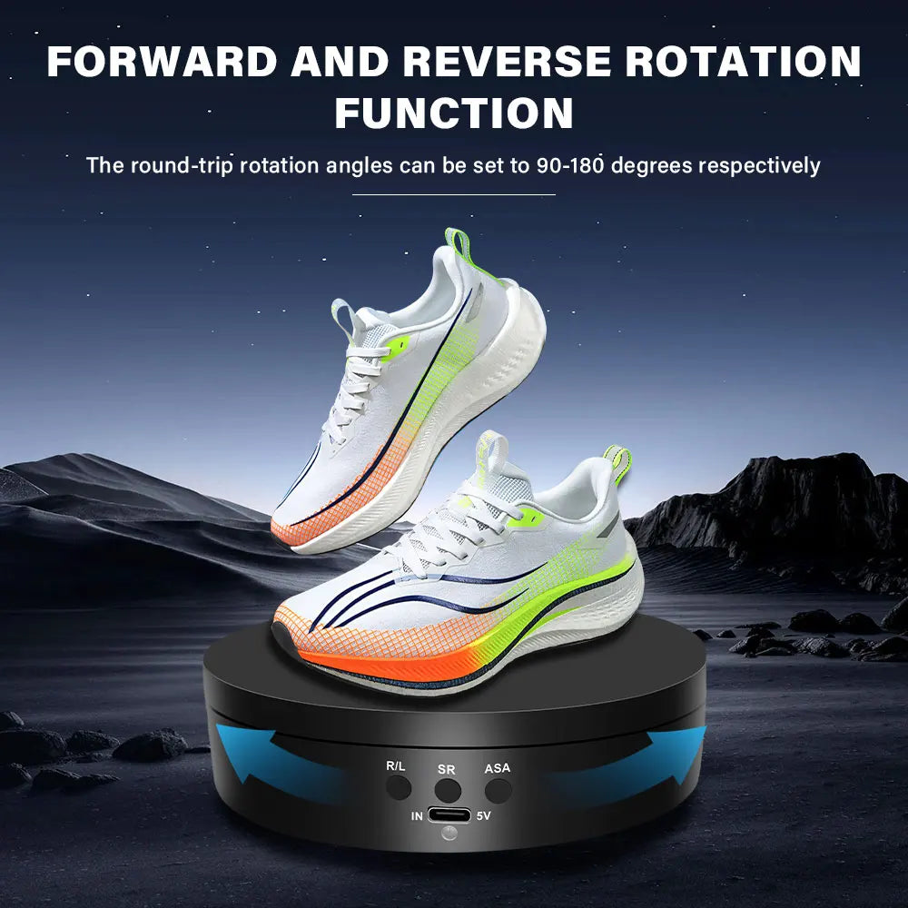 360-degree turntable,electric rotating mirror display stand,USB/battery dual power supply,rotating shooting,three-speed settings