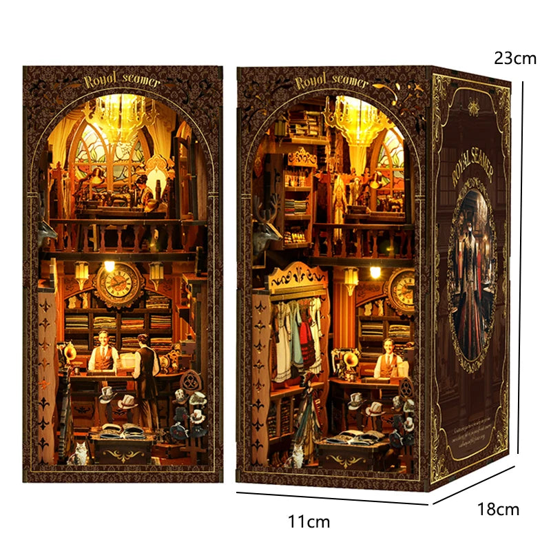 DIY Wooden Book Nook Insert Kit Doll Houses Building Toys Bookends Bookshelf Decor DollHouses Toys For Kids Xmas Gifts