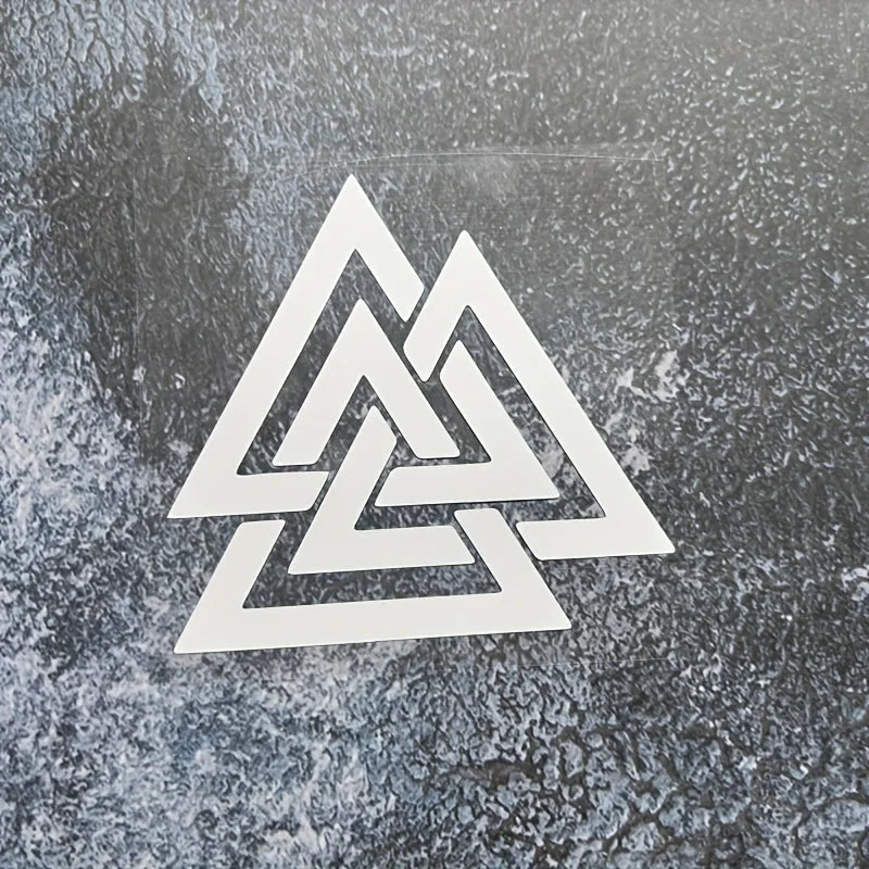 1PC Interlocking Triangle Vinyl Sticker - Black/Red/White Waterproof Self-Adhesive for Car, Laptop, Phone & DIY Decor