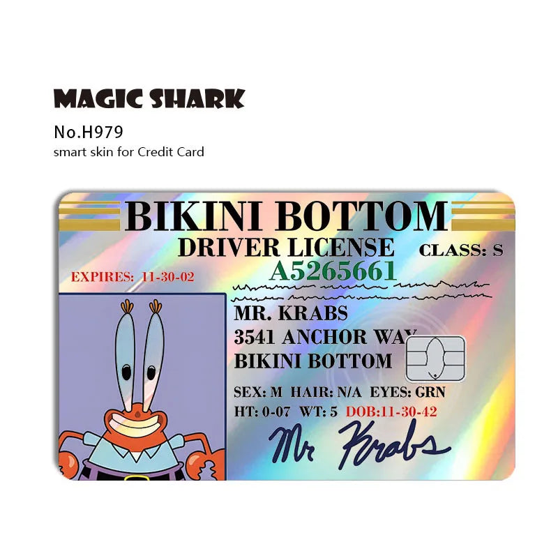 Magic Shark 2026 New Arrival Funny Cute Cartoon Holographic Sticker Laser Film Shinny Skin for Debit Credit Bank Card