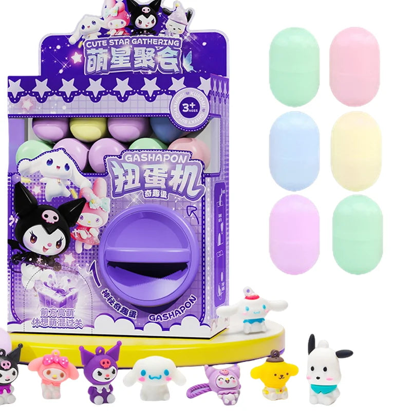 Kulomi Hello Kitty Action Figure DIY Egg Twisting Machine Surprise Mini Claw Doll Game Machine Blind Box Toys Children Gifts