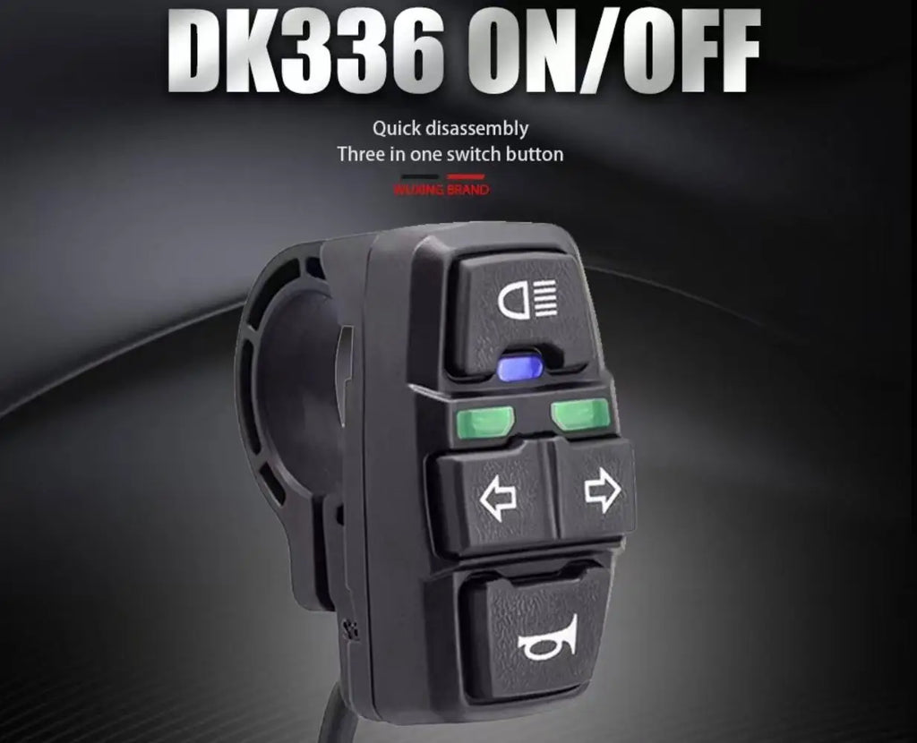 3-in-1 Electric Bike Switch: Headlight Turn Signal Horn Control 36V/48V ON/OFF Waterproof ON/OFF Control Switch for E-Bike