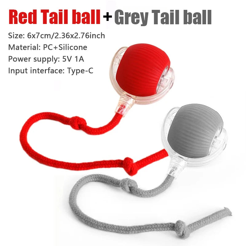Smart Cat Toys Automatic Rolling Ball Fake Tail Rechargeable Electric Pet Interactive Toy Cat Training Imitate Mouse Tail