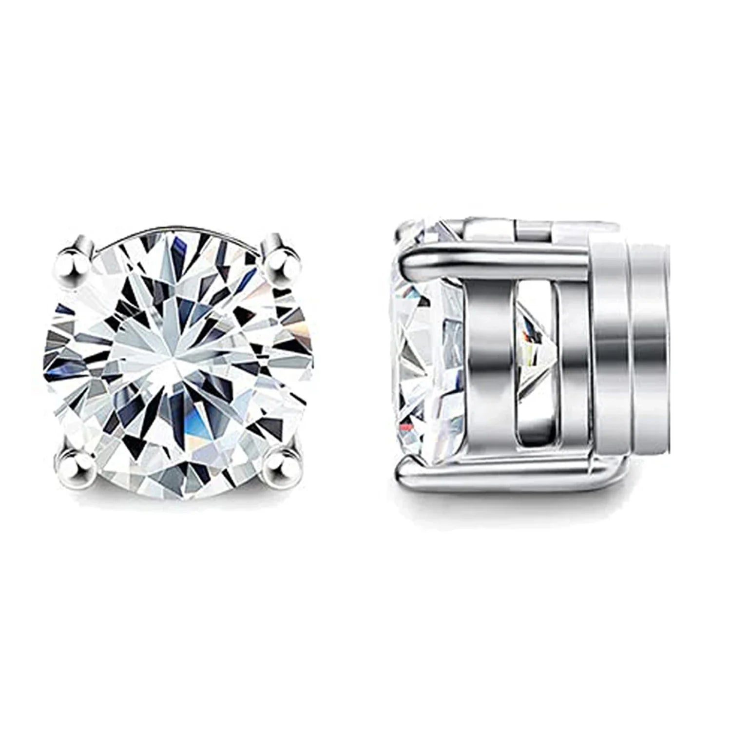 1-12 Pair Stainless Steel Magnetic Non Piercing Inlaid Cubic Zirconia Stud Earrings Clip on Hoop Earrings Set for Men Women