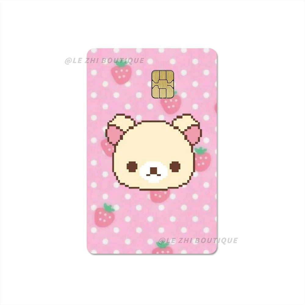 Japan Anime Cute Cartoon Bear Credit Debit Card Sticker Kawaii Bus Pass Diy Waterproof Small Chip Film Sticker Decoration