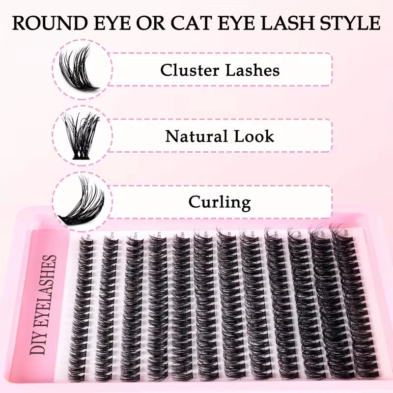 Cluster Lashes, 240pcs 40D 9-16mm Mixed Lengths, Ultra-Natural Look Thin Ultra-Soft Ultra-Light, Reusable  for Beginners