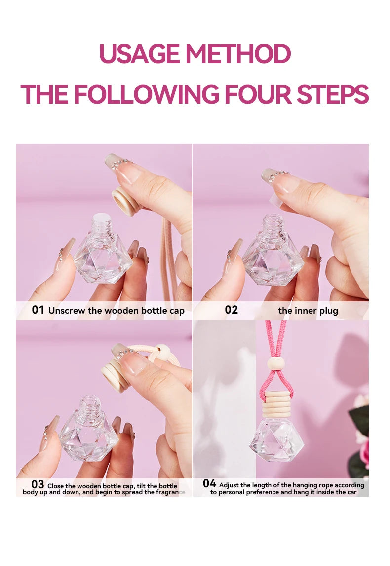 4pcs Pink car fragrance car interior accessories, perfume pendant car supplies, fresh air car fragrance