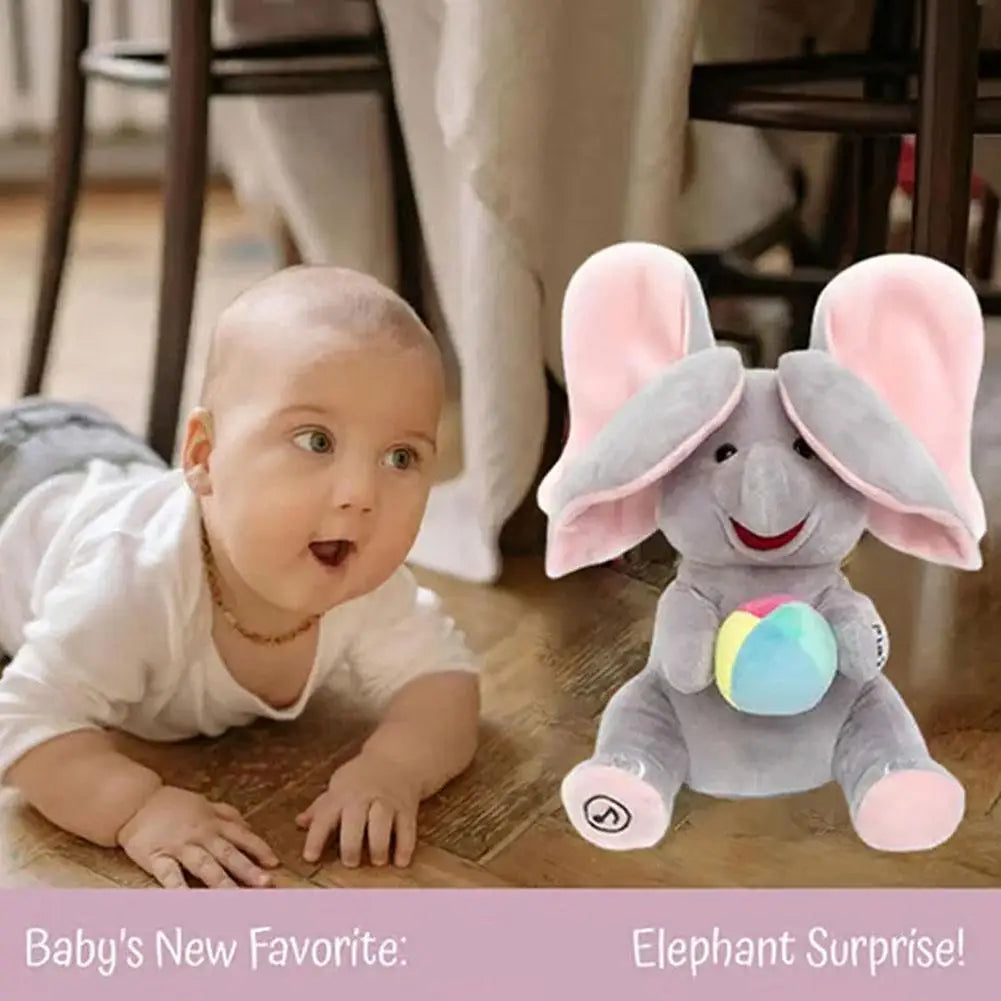 Hide-And-Seek Elephant Plush Toy Baby Interactive Singing Musical Toy For Soothing Children Head Up Training Toys Christmas Gift