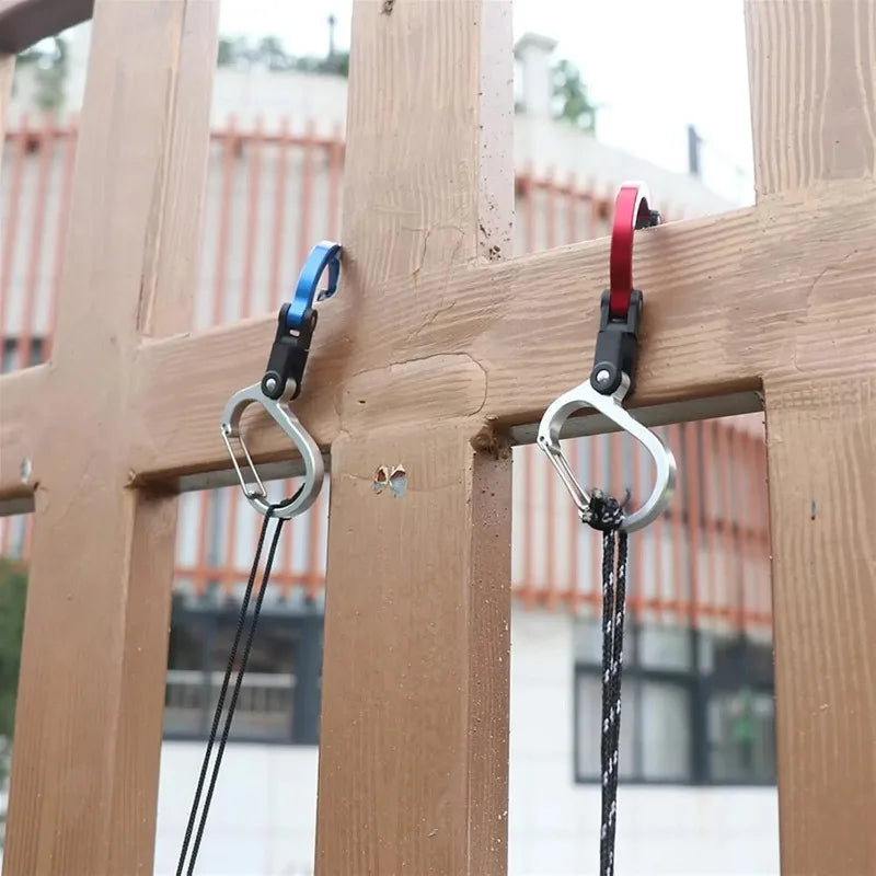Multifunctional Aluminum Alloy D-Type Carabiner Clips Rotatable Quick-Hanging Utility Hooks for Camping Outdoor Sports