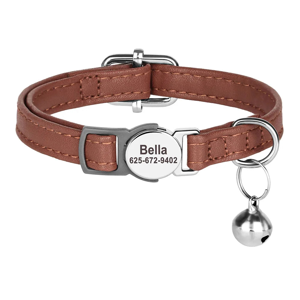 Cat Collar Free Personalized Kitten Collars Engraved Pet Puppy Name Necklace Collars Anti-lost for Cats Small Dogs Adjustable