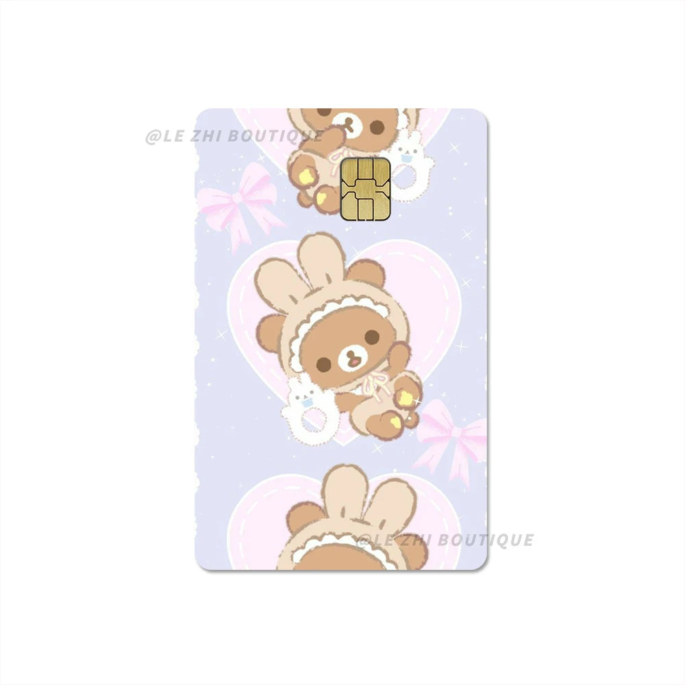 Japan Anime Cute Cartoon Bear Credit Debit Card Sticker Kawaii Bus Pass Diy Waterproof Small Chip Film Sticker Decoration