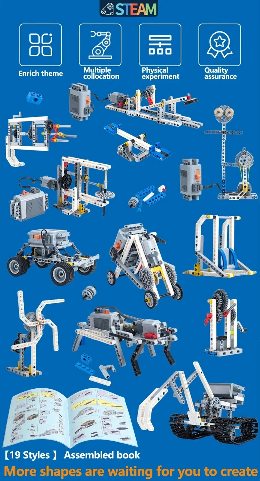 [Motor+Battery Box] 9686 Technology Building Block Set Gear Transmission Principle Model Children's Puzzle Toy Building Blocks