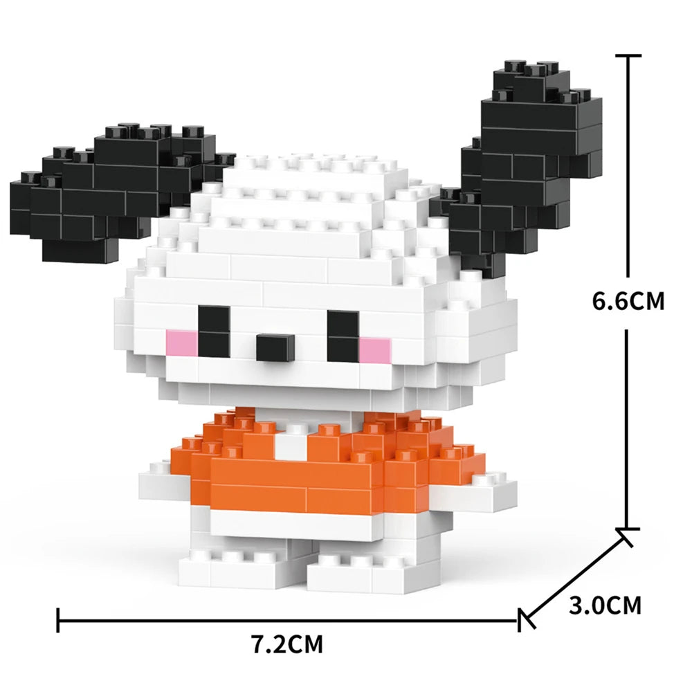 Cartoon Anime Hello Kitty Blocks Kuromi My Melody Cinnamoroll Mouse Building Blocks Doll Toy Kids Birthday Gift