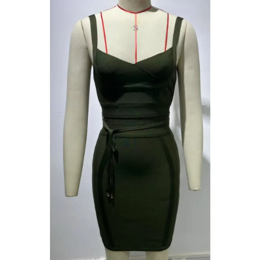 【New style】's hot sale 's hot sale European and American suspender waist sexy hip bandage dress Guangzhou source