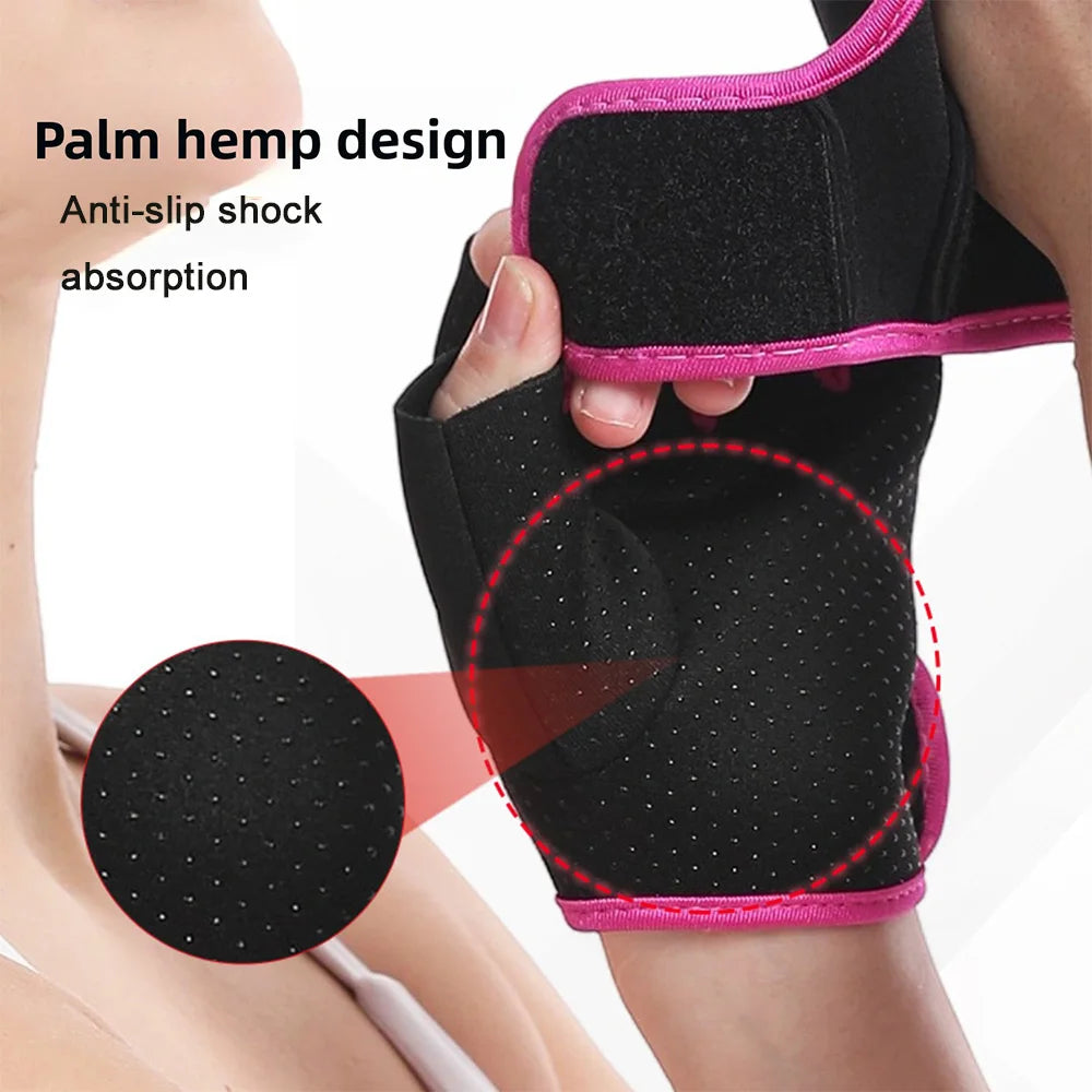 1 Pair Unisex Adjustable Sports Gloves For Autumn And Winter with Anti-slip Silicone Dots for Weightlifting Cycling Squat