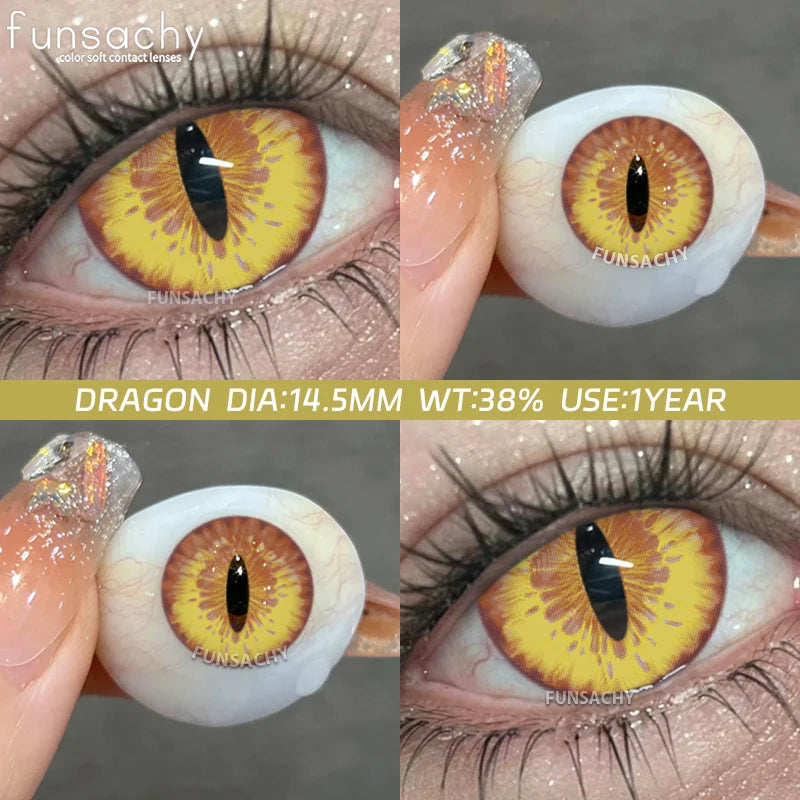 FUNSACHY 1Pair Colorful Cosplay Contact Lenses for Eyes Colored Fashion Pink Contacts Lens Green Cosmetic Pupil Yearly Red Lens