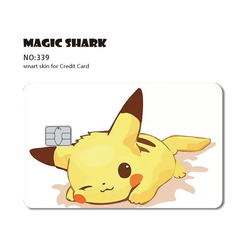 Maigc Shark Cute Pokemons Mewtwo Eevee Pikachu Gengar Sticker Film Cover for Debit Credit Card No Fade