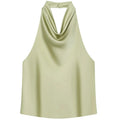 HXAO Top Women Halter Satin Women Tops Backless Corset Top Vest Yellow Pink Black Summer Elegant Sexy Tops Tank Vestidos