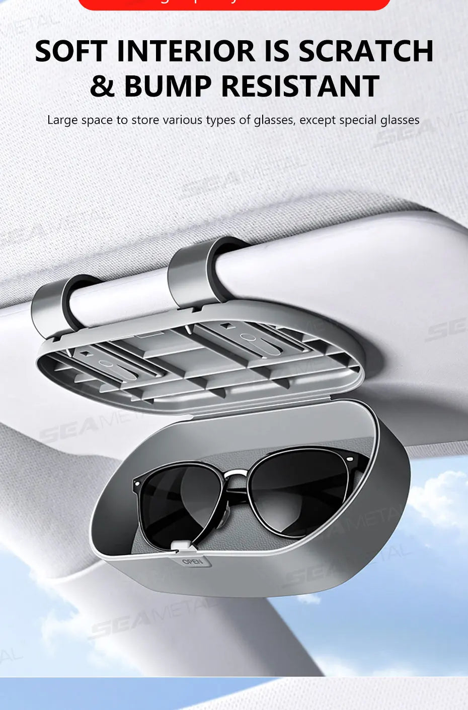 SEAMETAL Car Sun Visor Glasses Case Anti-Scratch Sunglasses Storage Box Glasses Holder Organizer Universal for 99% Car Models