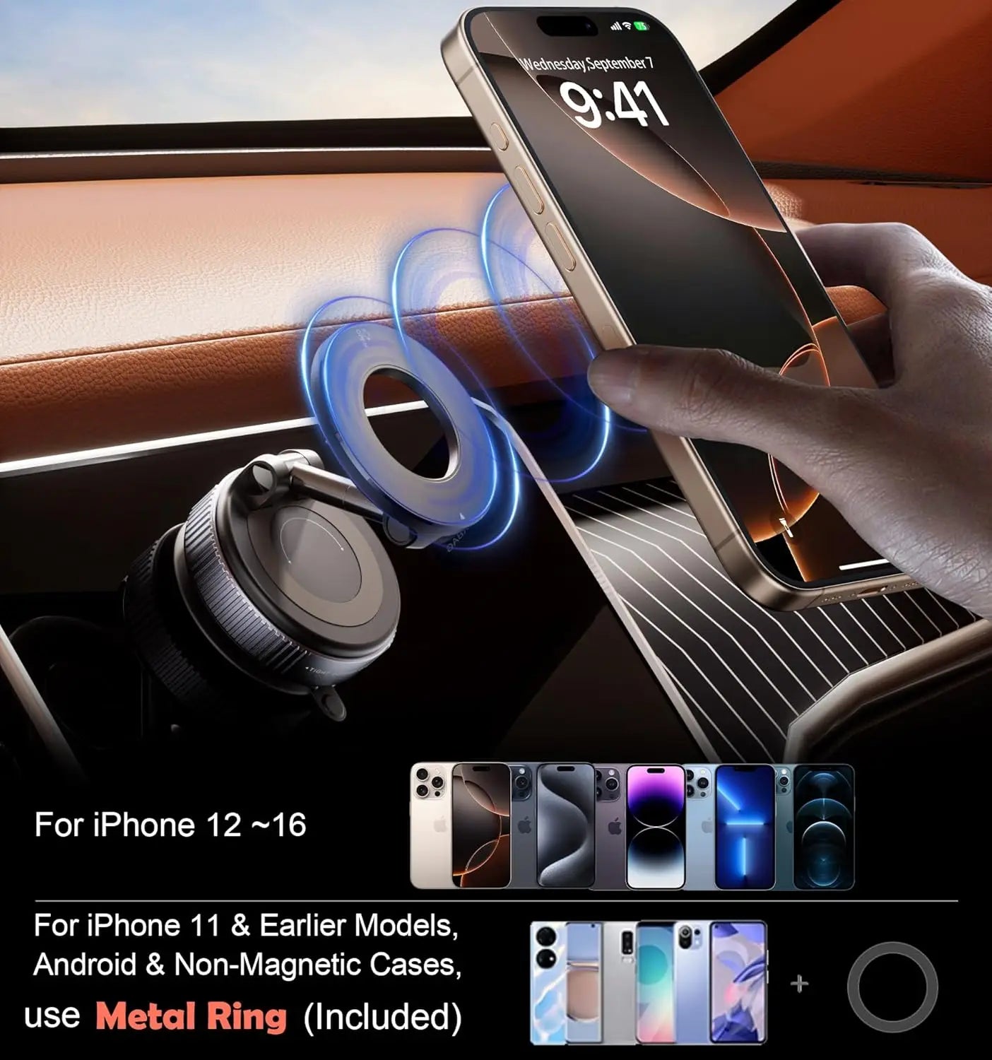 360° Rotating Vacuum Magnetic Car Phone Holder New Model Dashboard Glass Mount Multi-Scenario Automotive Navigation Stand
