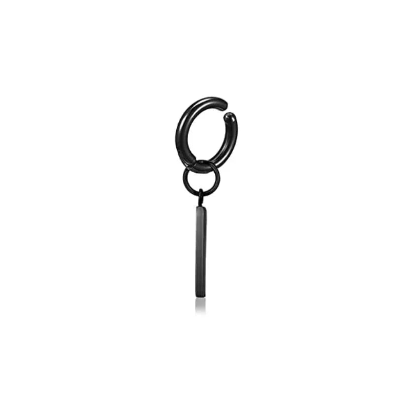 1 Pcs Clip On Hoop Earrings For Men Women Stainless Steel Fake Non Piercing Magnetic Dangle Earring Black Huggie Hoop
