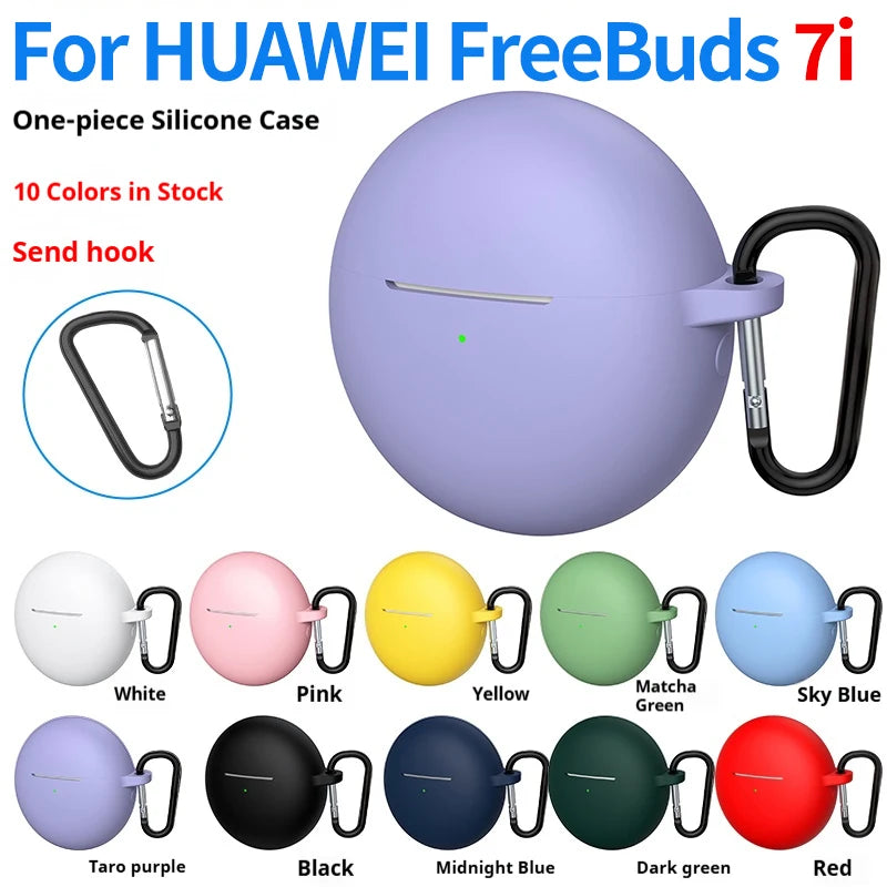 New Silicone Protective Case For Huawei Freebuds 7i 2025 Cover Shockproof Anti-Scratch Protective Cases With Hook Housing Shell